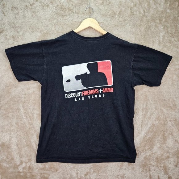 Discount Firearms + Ammo Mens T-Shirt Size M Black Las Vegas Logo Short Sleeve - Picture 1 of 10
